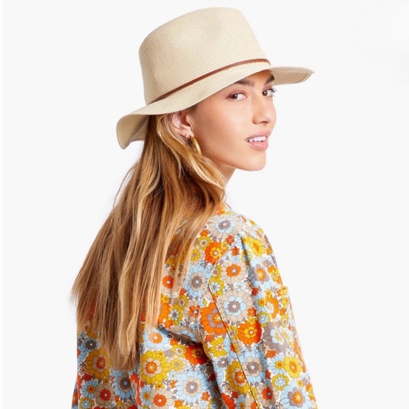 BRIXTON CLASSICSWESLEY STRAW PACKABLEFEDORATAN SIZE L NEW unisex